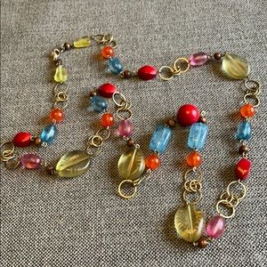 36” Multicolor gold- tone hardware necklace